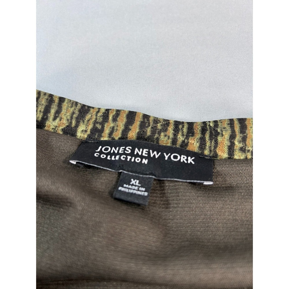 Jones New York Collection XL Brown Black Abstract A Line Maxi‎ Skirt Stretch - Picture 3 of 7